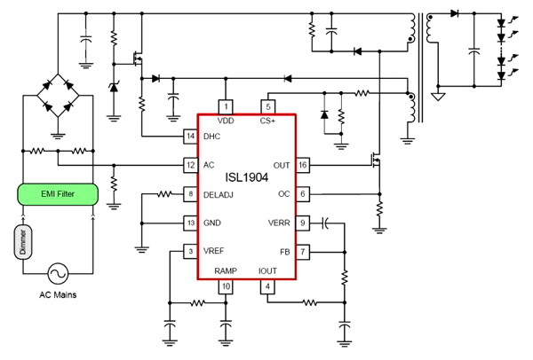 The Intersil ISL1904 dimmable AC Intersil ISL1904 dimmable